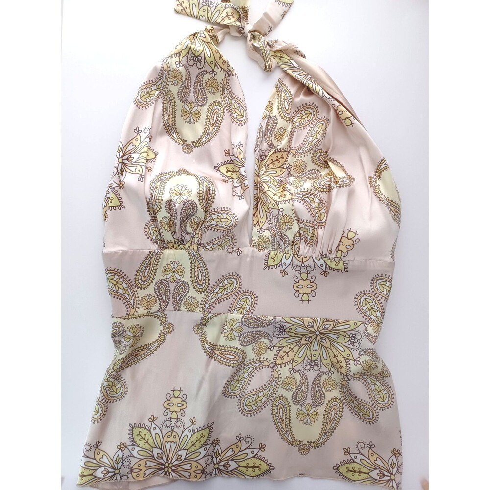 Maria Bianca Nero Vntg 90's Y2k Babydoll Halter Top Satin‎ Boho Fairy Cocktail